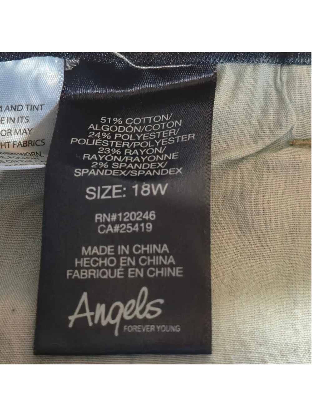 Angels Forever Young Blue Denim Jeans Bermuda Shorts Floral Belt Tummy Tech 18W - Picture 8 of 8